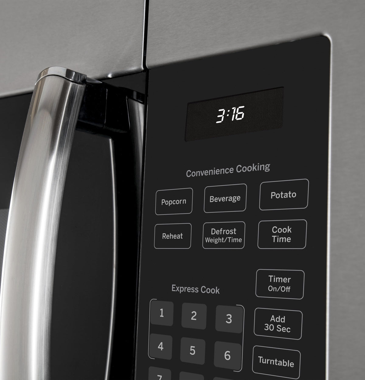 GE JVM3160RFSS control panel with easy preset options.