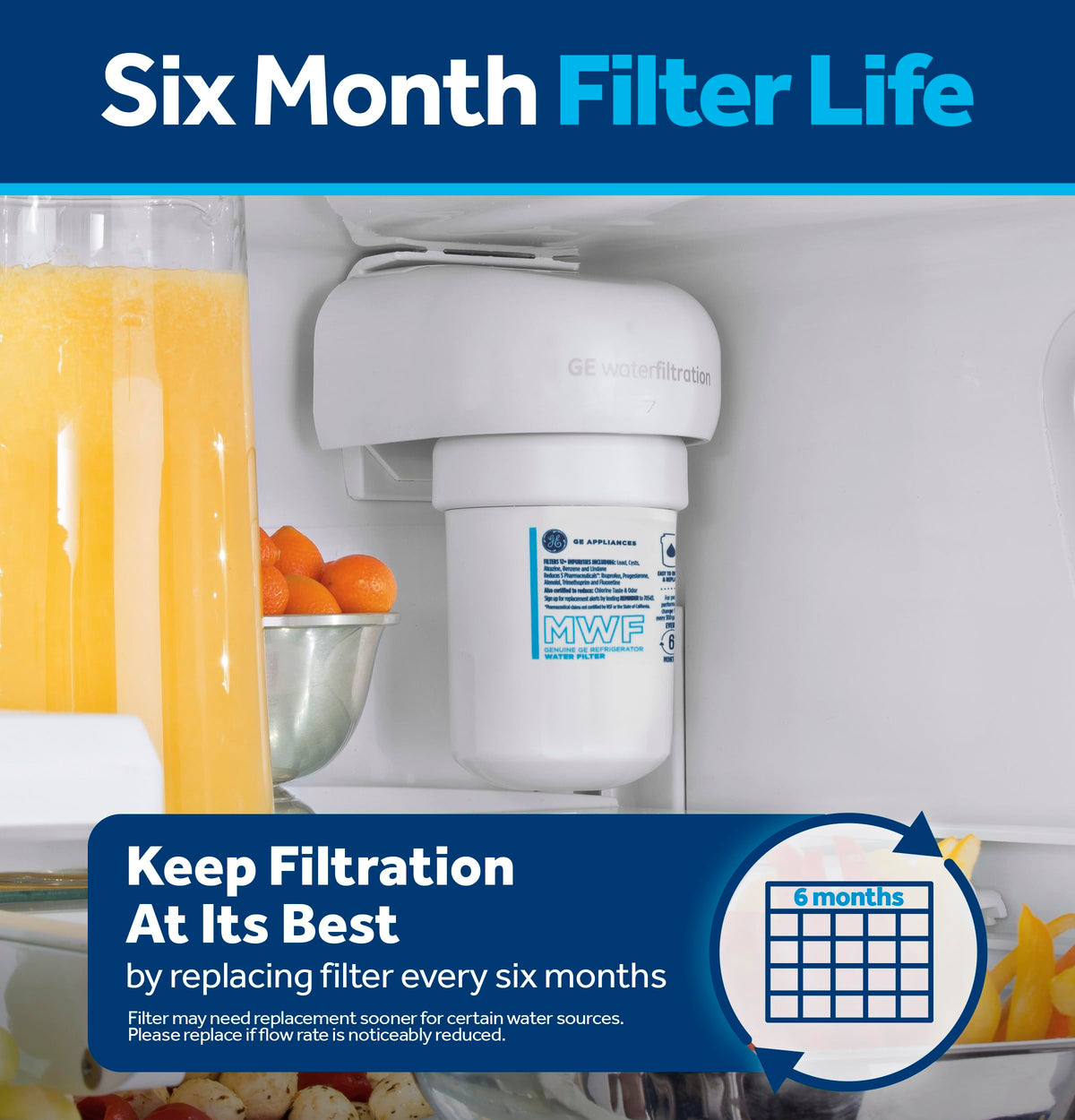 GE MWF ice-clarity demonstrates clearer ice and crisper taste.