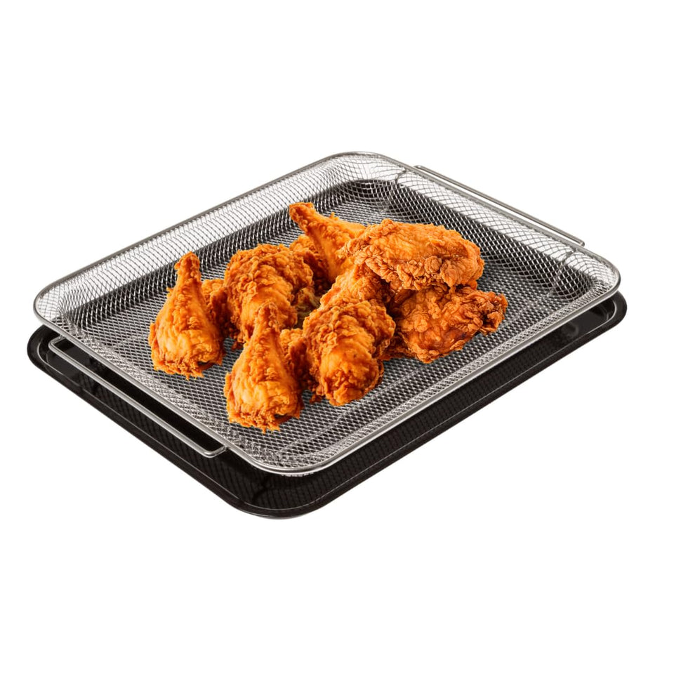 GE PM48X120 basket in oven delivering even air-fry crisp.