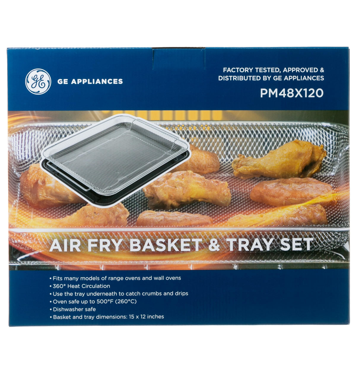 GE PM48X120 oven-safe up to 500°F for versatile recipes.