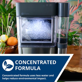 GE Profile Opal ice maker side tank clean visual highlights easy maintenance.