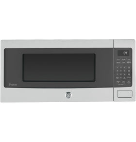 GE Profile PCHK11S1WSS front view shows compact, powerful 800W microwave for quick meals