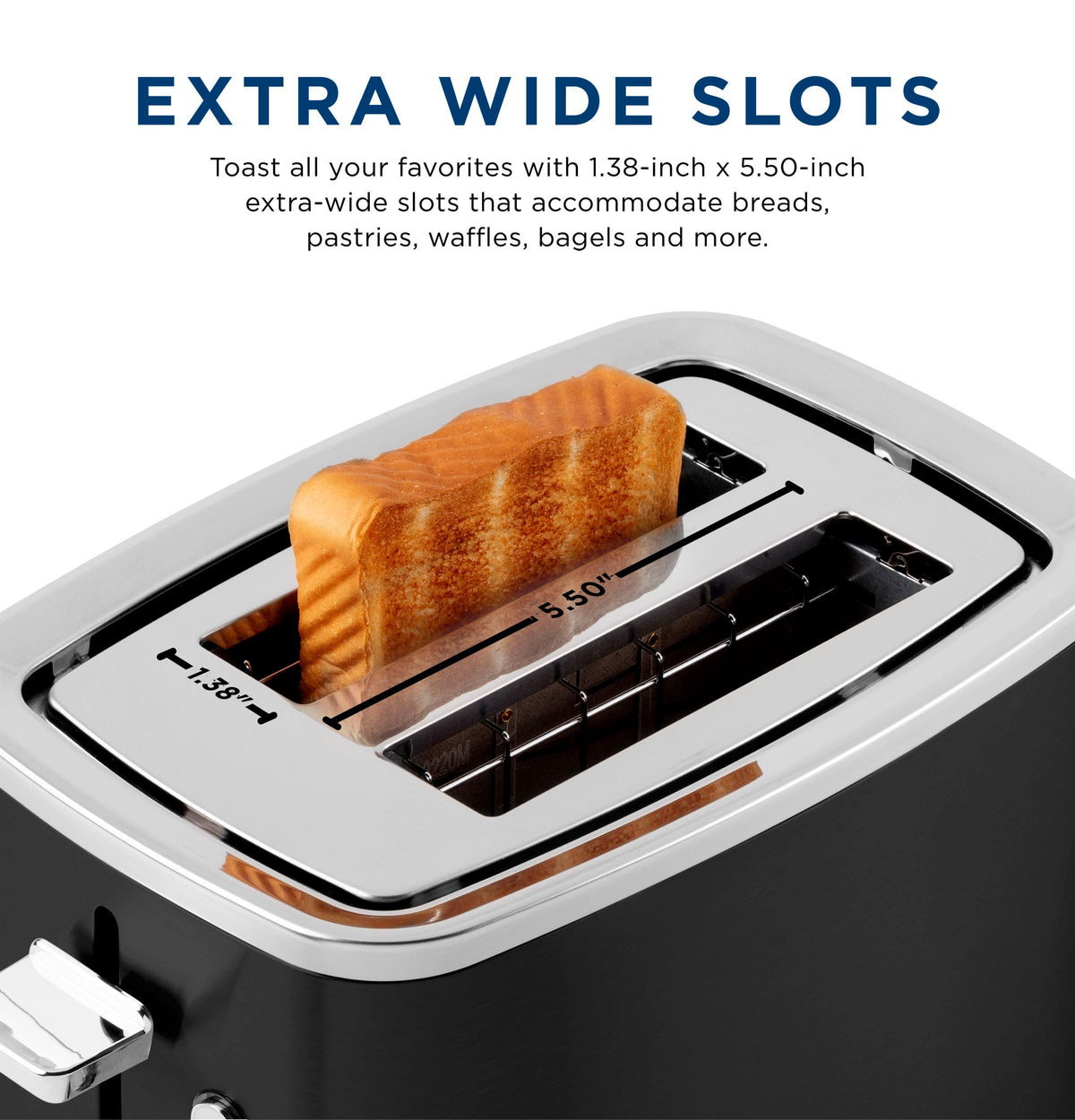GE toaster demonstrates even toasting across two slices