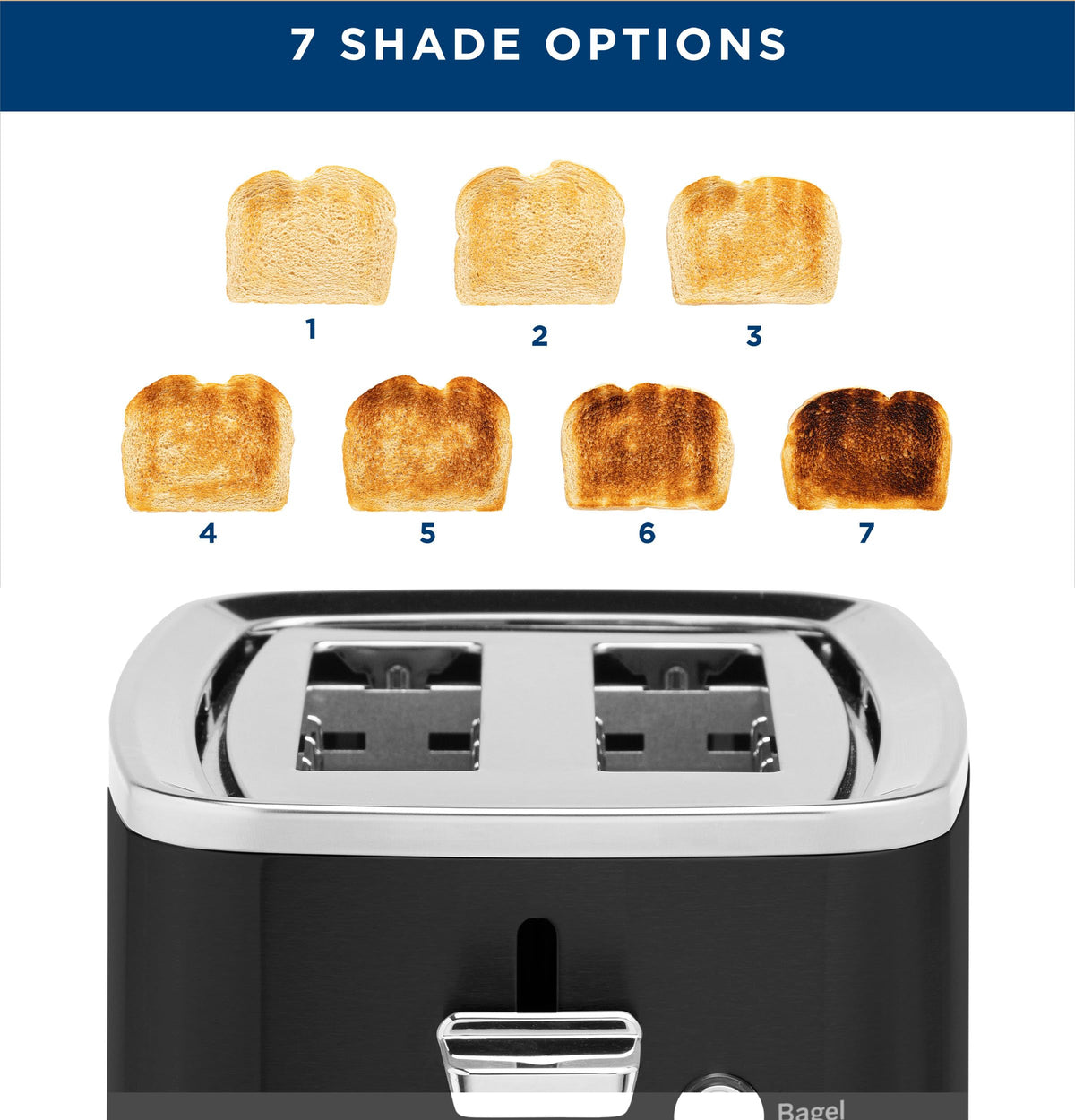 GE toaster with removable crumb tray for easy cleanup