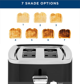 GE toaster with removable crumb tray for easy cleanup