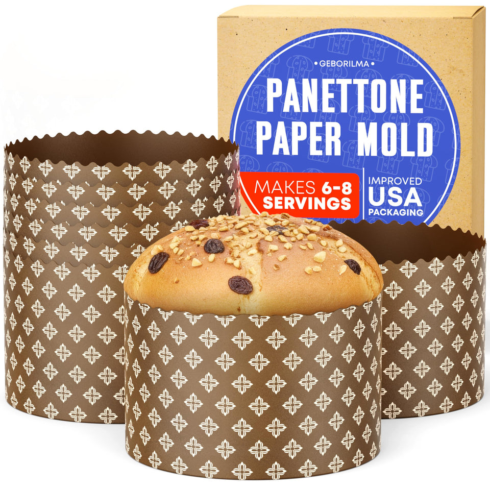 Geborilma large panettone mold for baking 6-inch loaves, ideal for gift-ready treats.