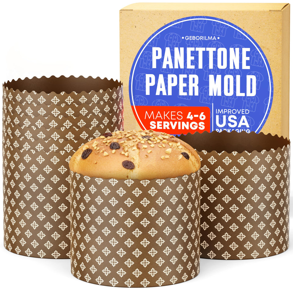 Geborilma panettone paper mold large ready for baking 20 oz batter serves 4-6
