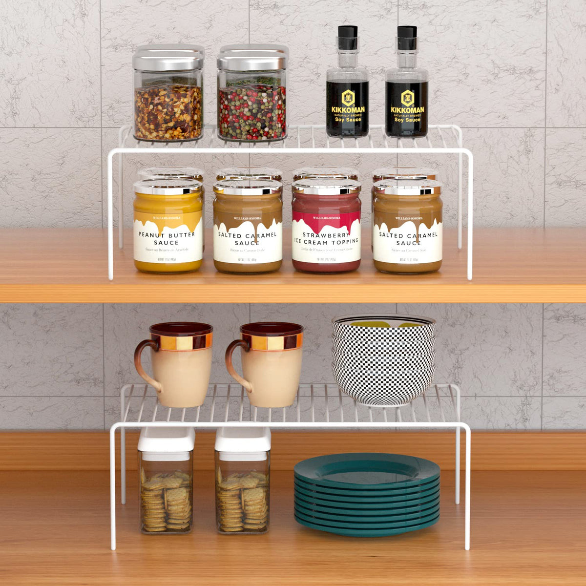 GEDLIRE 6pc shelf in use shows dishes drying neatly on the rack