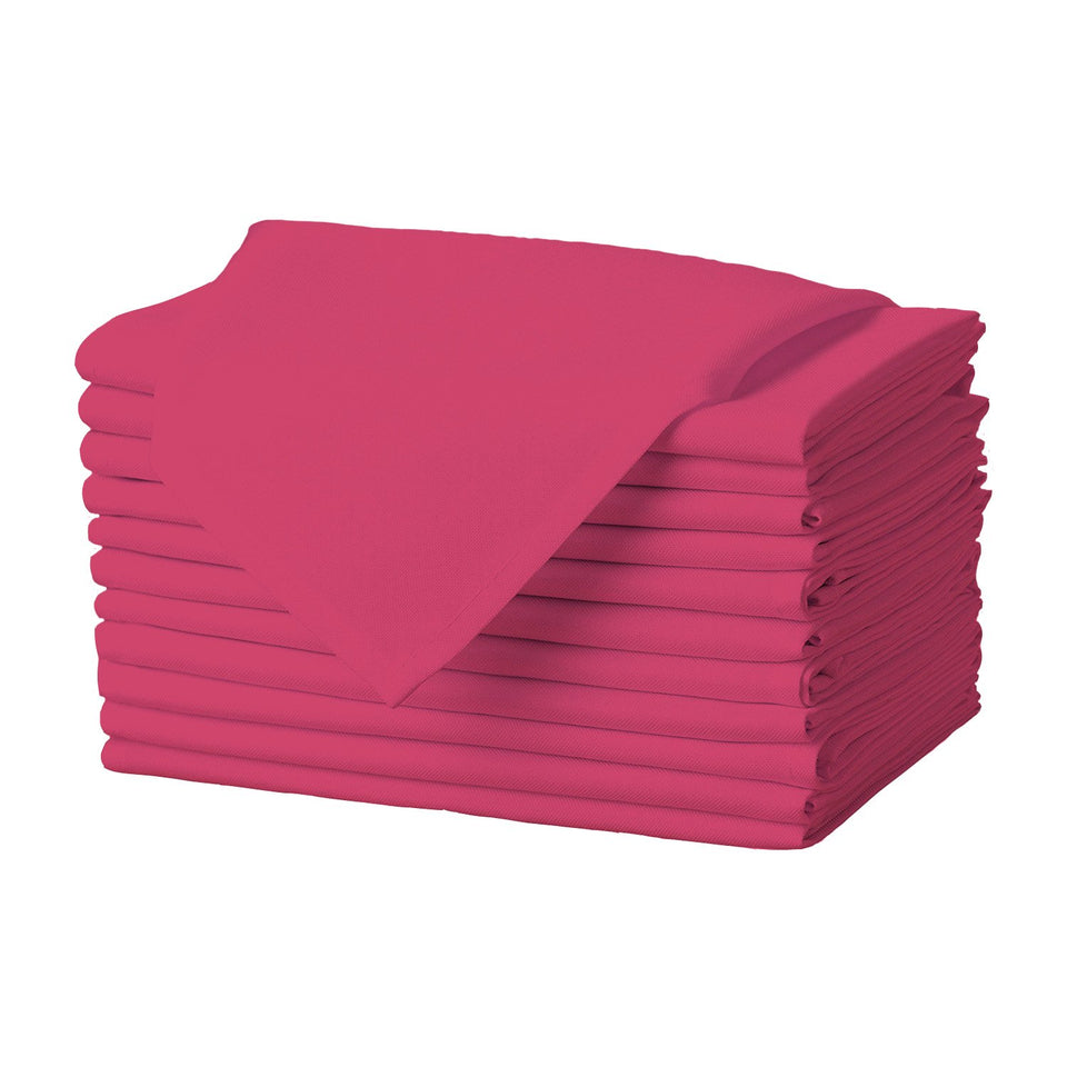 Gee Di Moda cloth napkins 17x17 inches in fuchsia set of 12 on a dining table for elegant table decor.