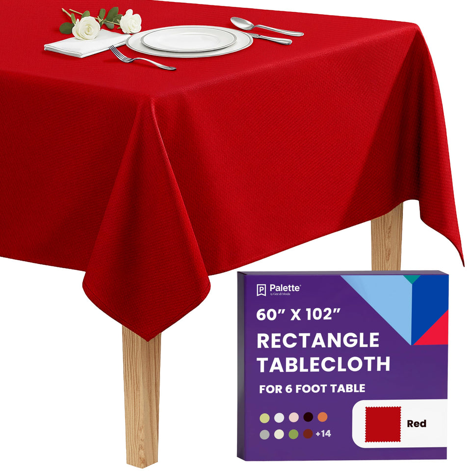 Gee Di Moda rectangle tablecloth 60x102 red fabric close-up showing durable weave