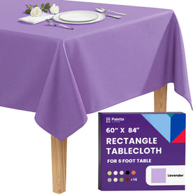 Gee Di Moda rectangle tablecloth in lavender creates a polished look with a 12-inch drop.