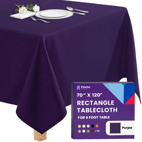 Gee Di Moda rectangle tablecloth overhead view in purple, ideal for coordinated events