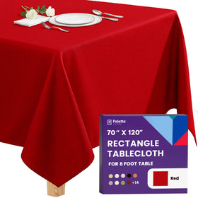 Gee Di Moda rectangle tablecloth close-up shows fabric texture and a luxe red finish.