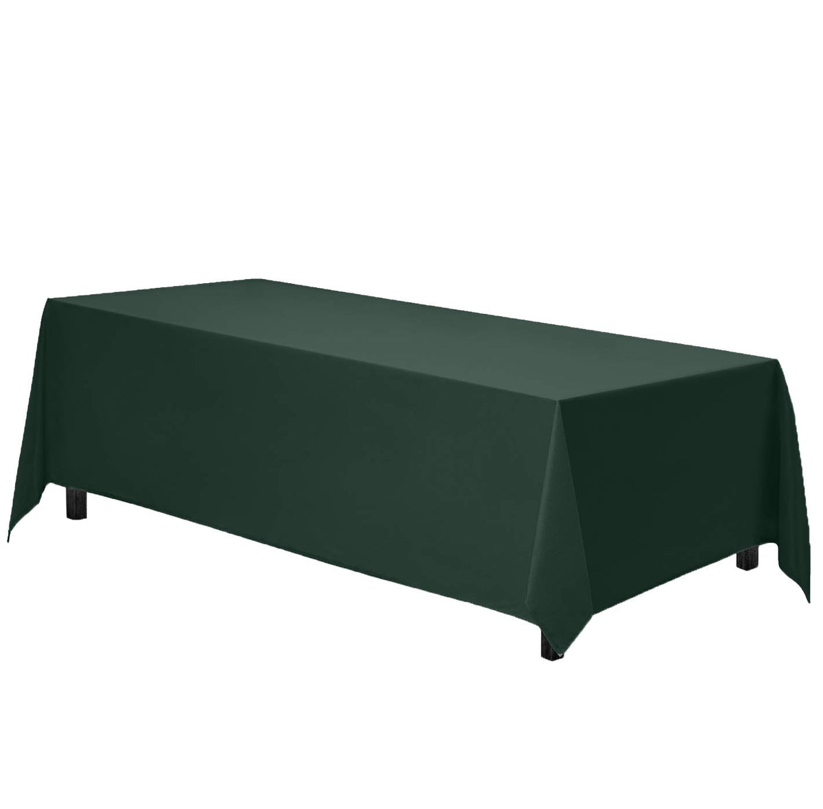 Gee Di Moda tablecloth with hemmed edges in hunter green for a tidy presentation.