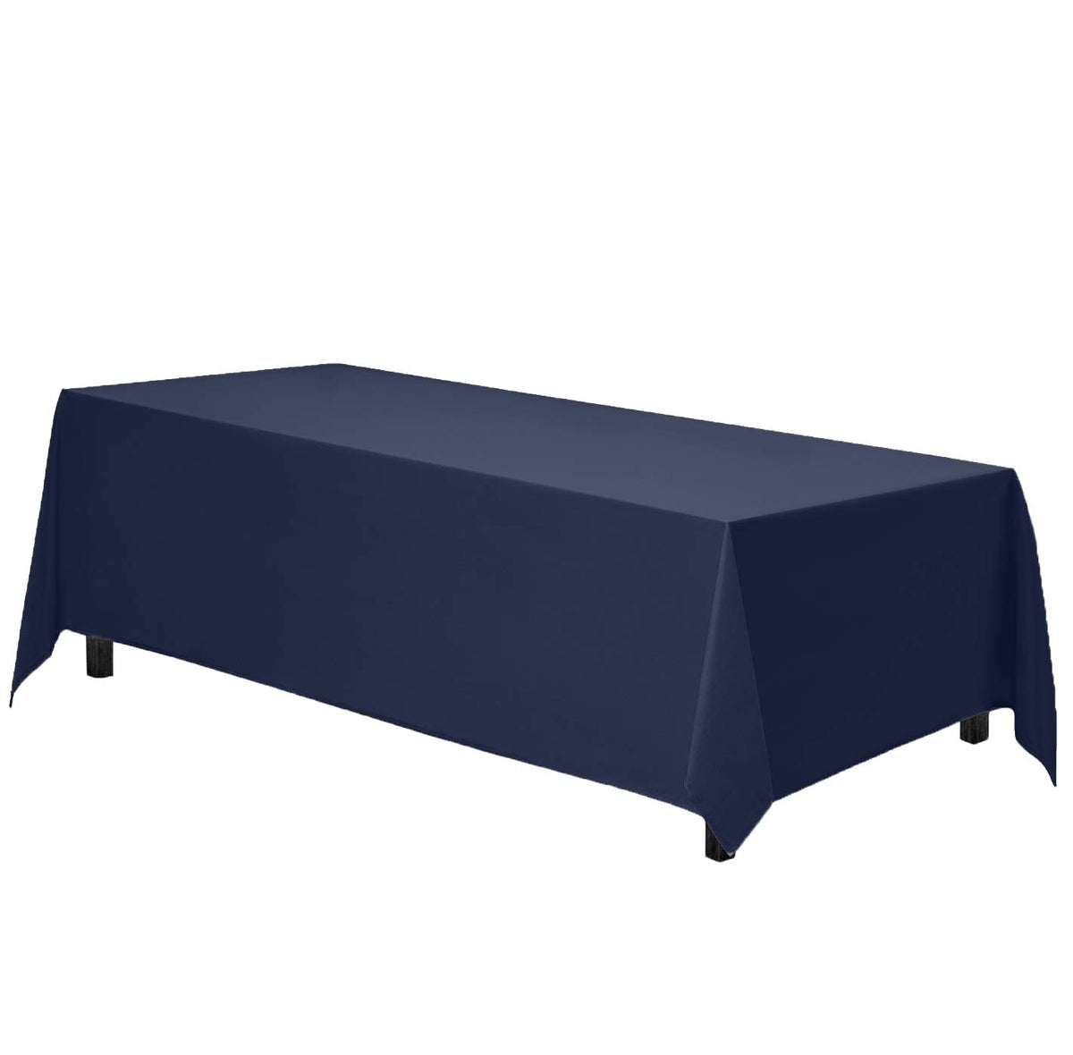 Gee Di Moda tablecloth for 8-foot rectangle tables with a seamless, professional navy drop.