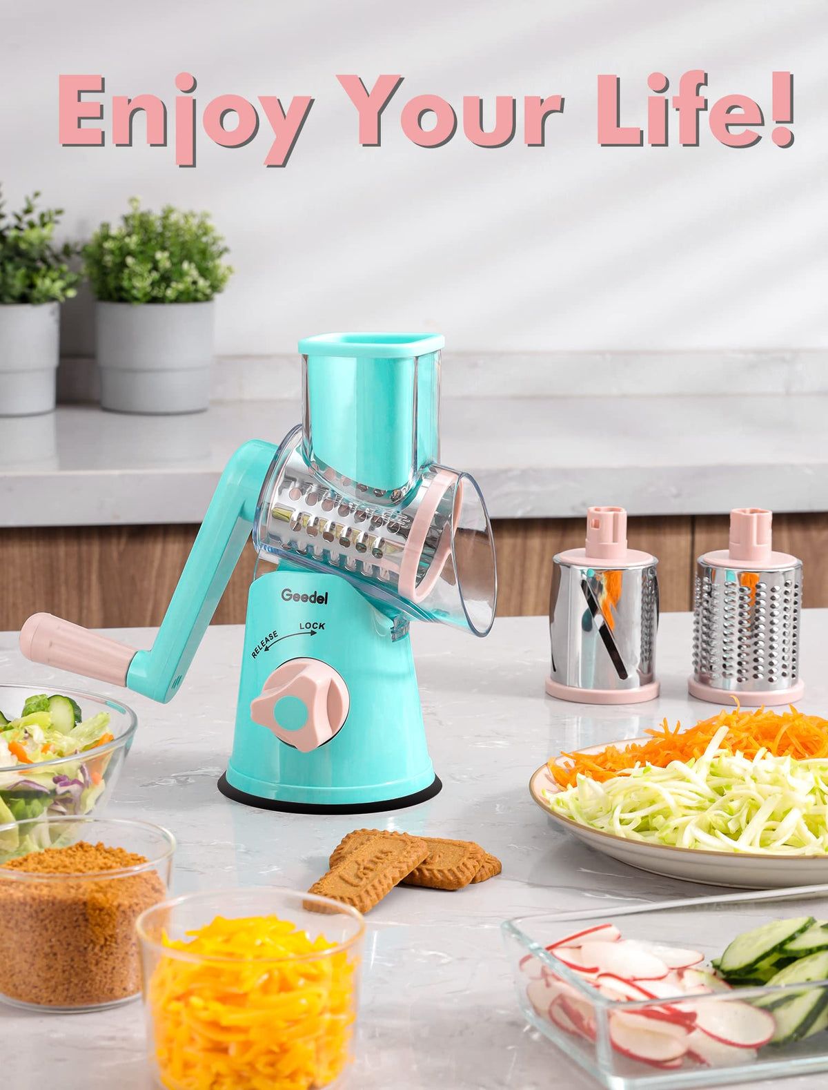 Geedel compact design fits small kitchens and is top-rack dishwasher safe.