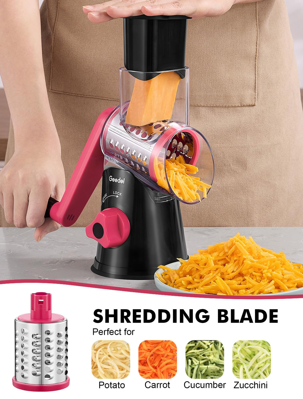 Geedel detachable parts simplify cleaning and storage after use.