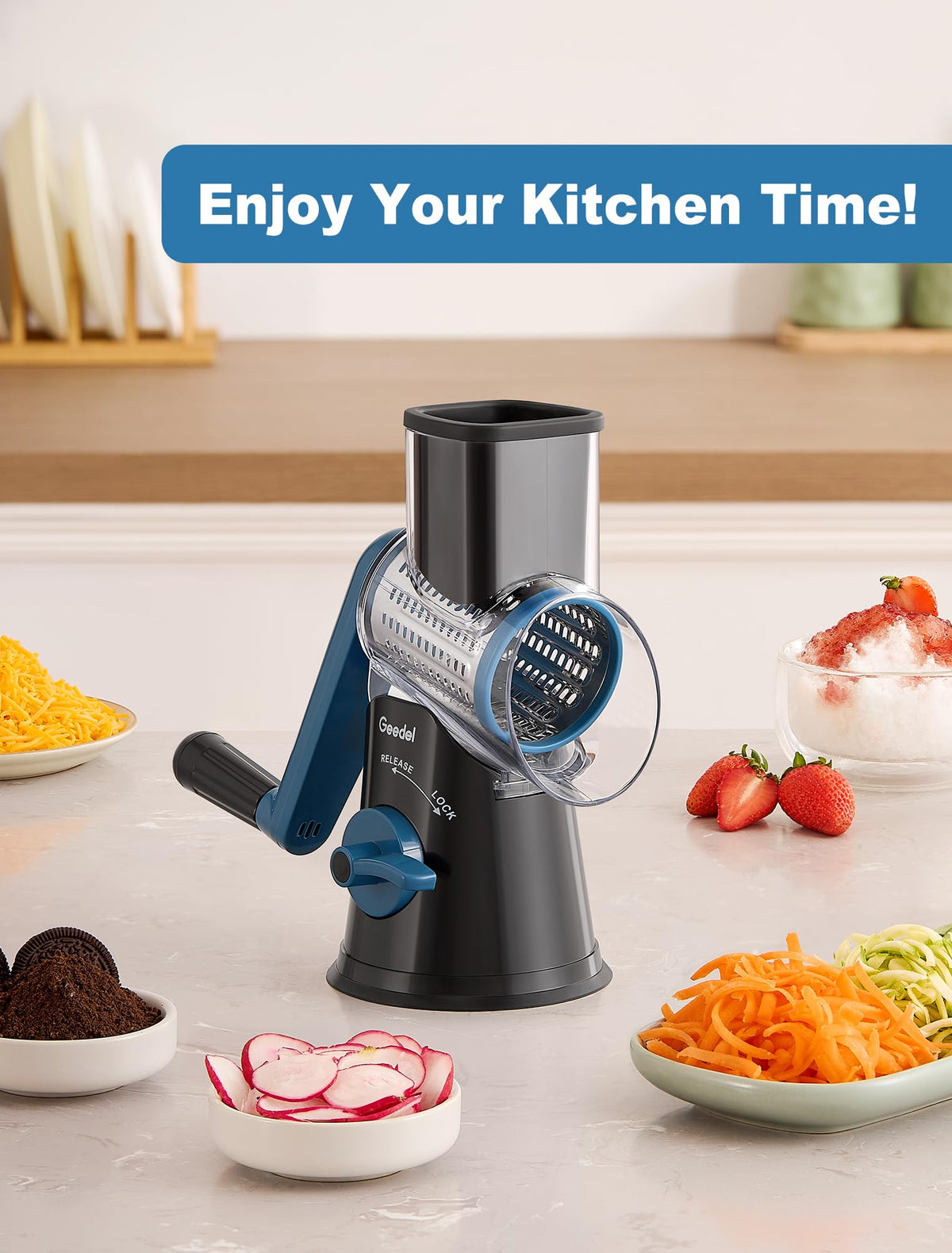 Geedel dishwasher-safe top rack friendly design for convenient cleanup.