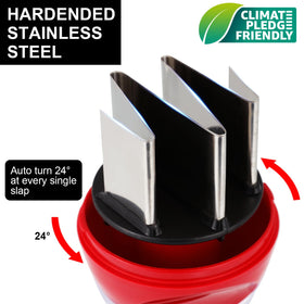 Geedel Food Chopper on cutting board enables quick vegetables dicing