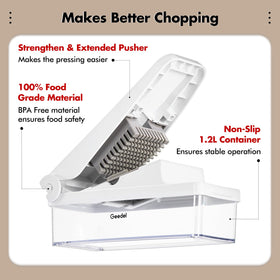 Geedel kitchen slicer dicer offers versatile blades for vegetables and fruits.