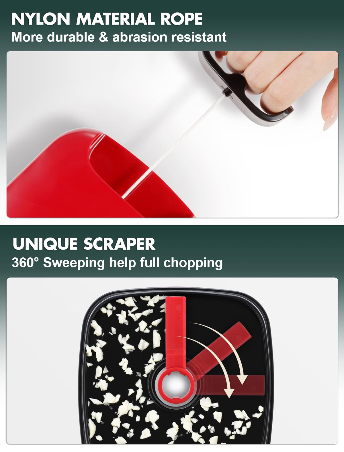 Geedel non-slip base keeps the chopper steady during use