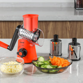 Geedel nuts and cheese grater in action for efficient prep.