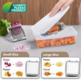 Geedel onion chopper 4-in-1 for easy dicing and uniform onion pieces.