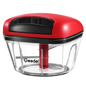 Geedel pull chopper assembly in red for quick vegetable prep