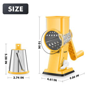 Geedel rotary cheese grater stores neatly with stackable blades to save space