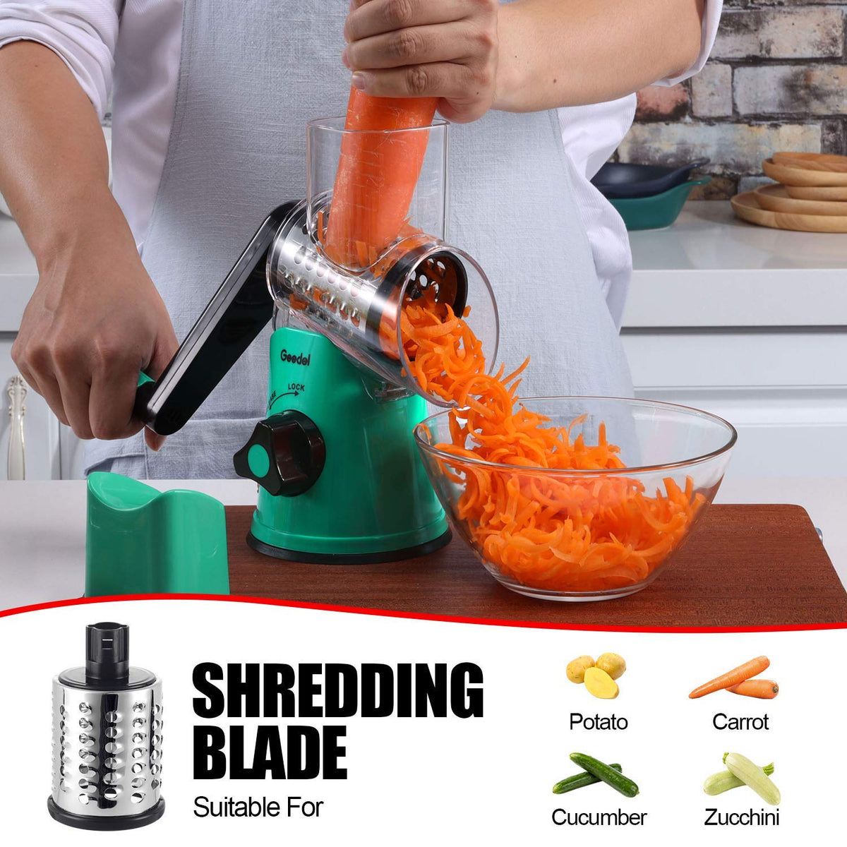 Geedel grinding blade for coarse cheese and nuts adds texture