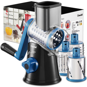 Geedel rotary cheese grater with handle operation for quick shredding in the kitchen
