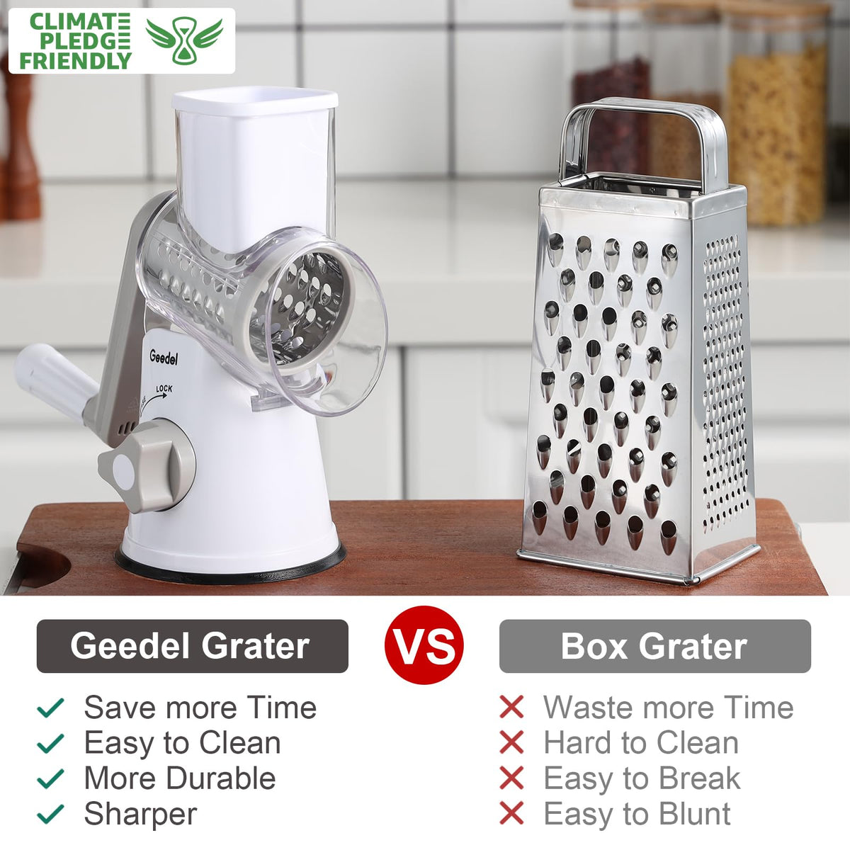 Geedel rotary cheese grater interchangeable blades for versatile slicing and shredding