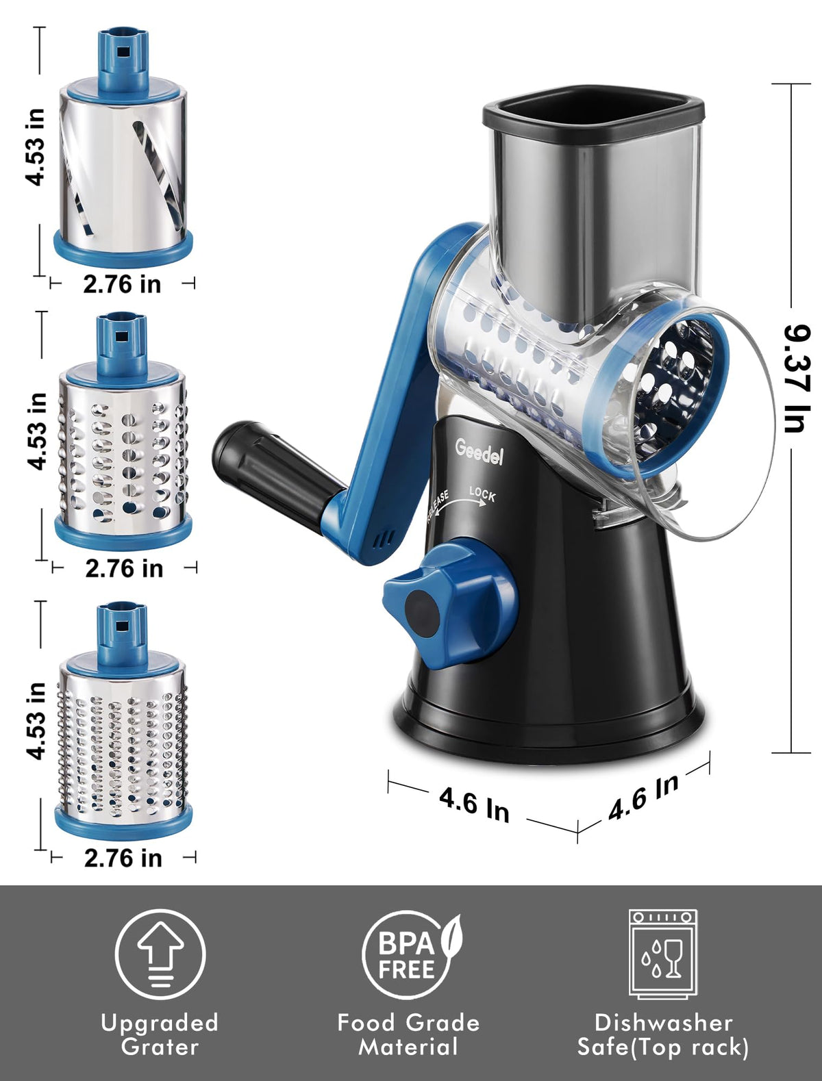 Geedel grater set up in a modern kitchen ready to use