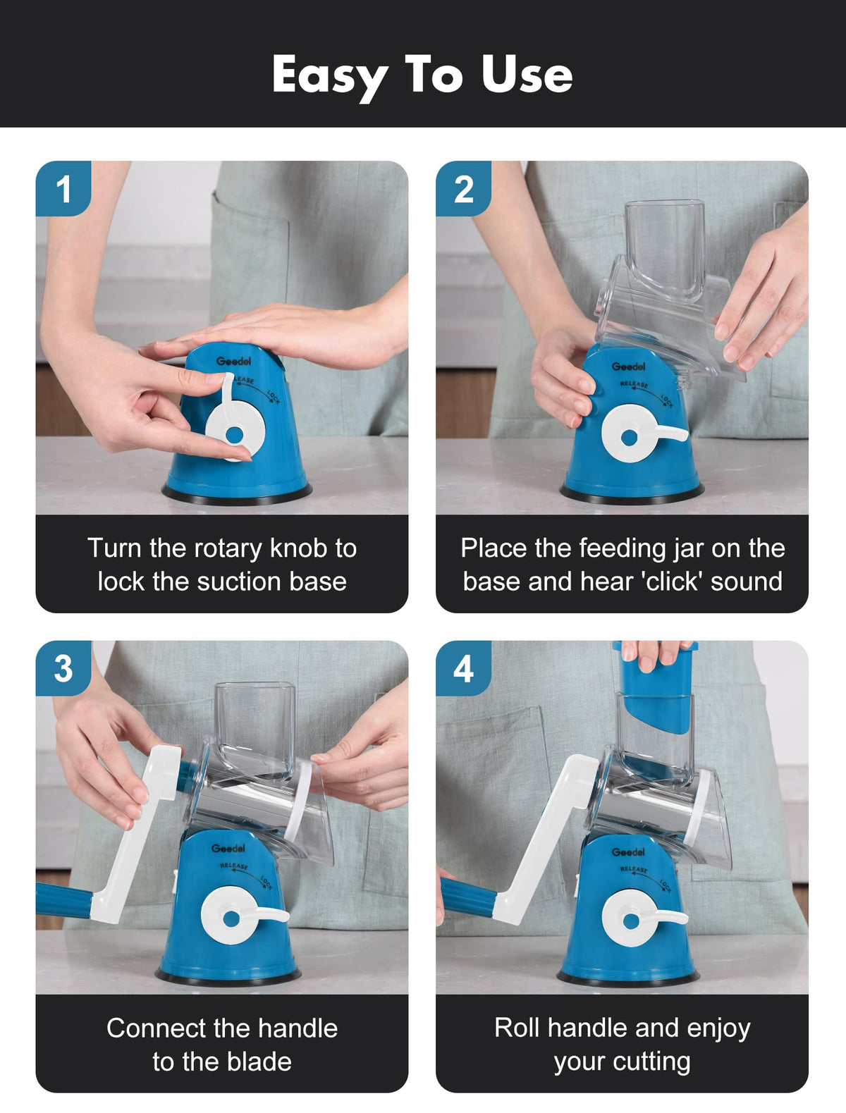 Geedel BPA free material guarantees safe food preparation