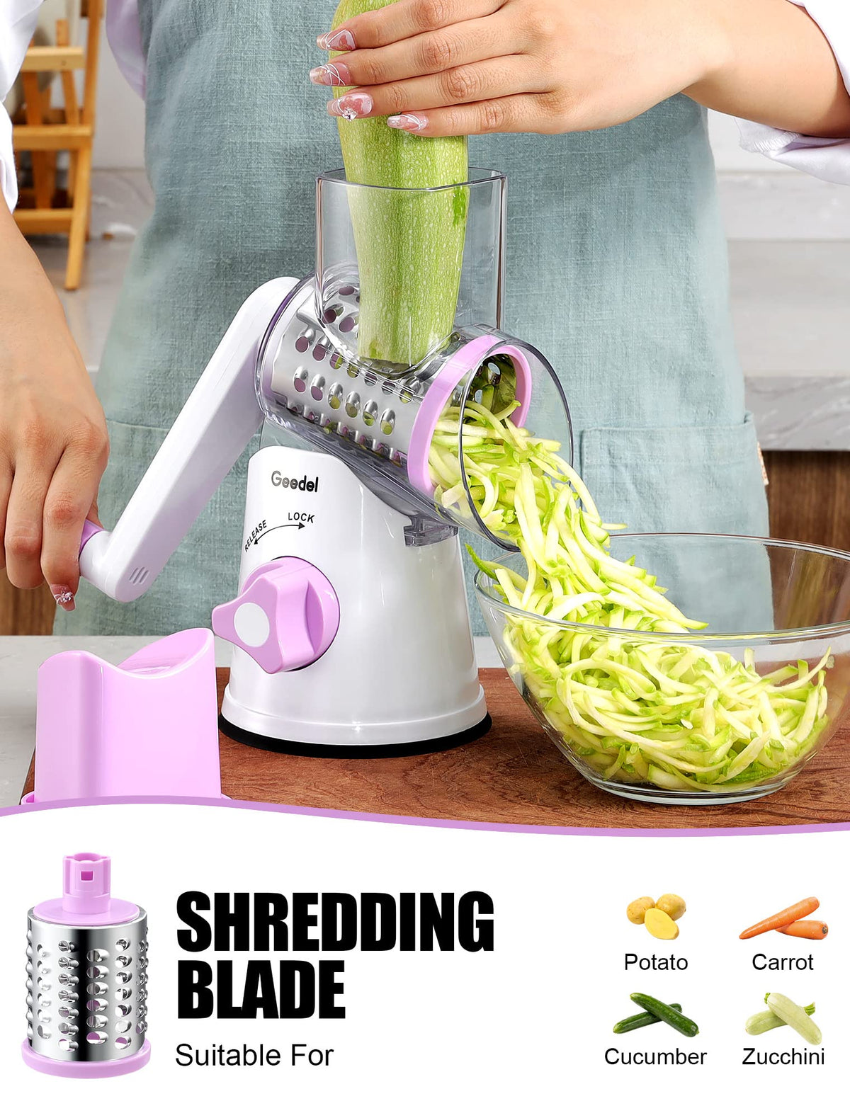 Geedel shredding blade perfect for cheese, nuts, and more