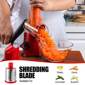 Geedel shredding blade positioned to grate cheese or nuts with ease.