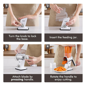 Geedel rotary cheese grater suction base securely grips the countertop.