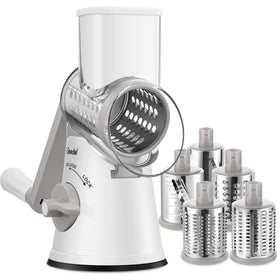 Geedel rotary cheese grater with suction base enables stable, mess-free grating.