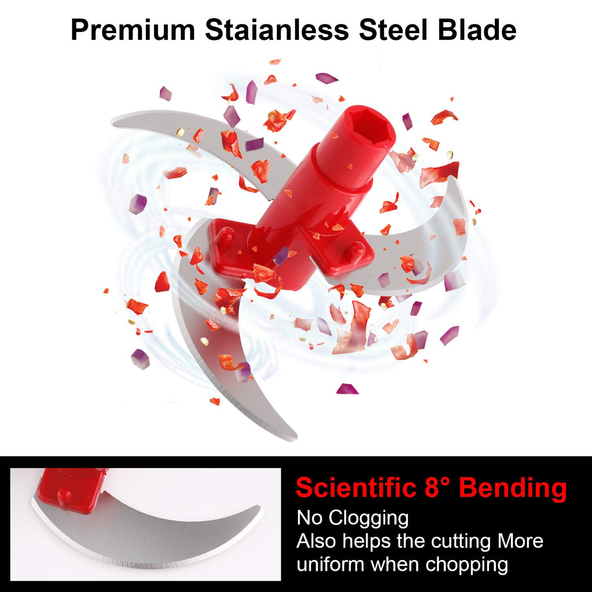 Geedel rotary dicer blades cut onions and garlic with minimal effort