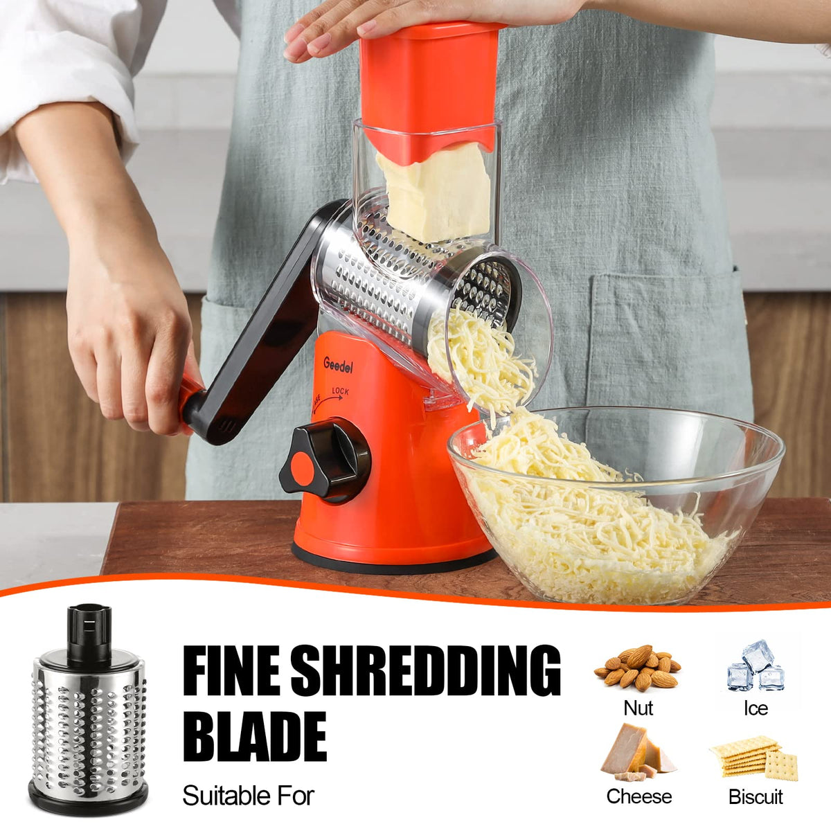 Geedel suction base on smooth counter providing stable grating.
