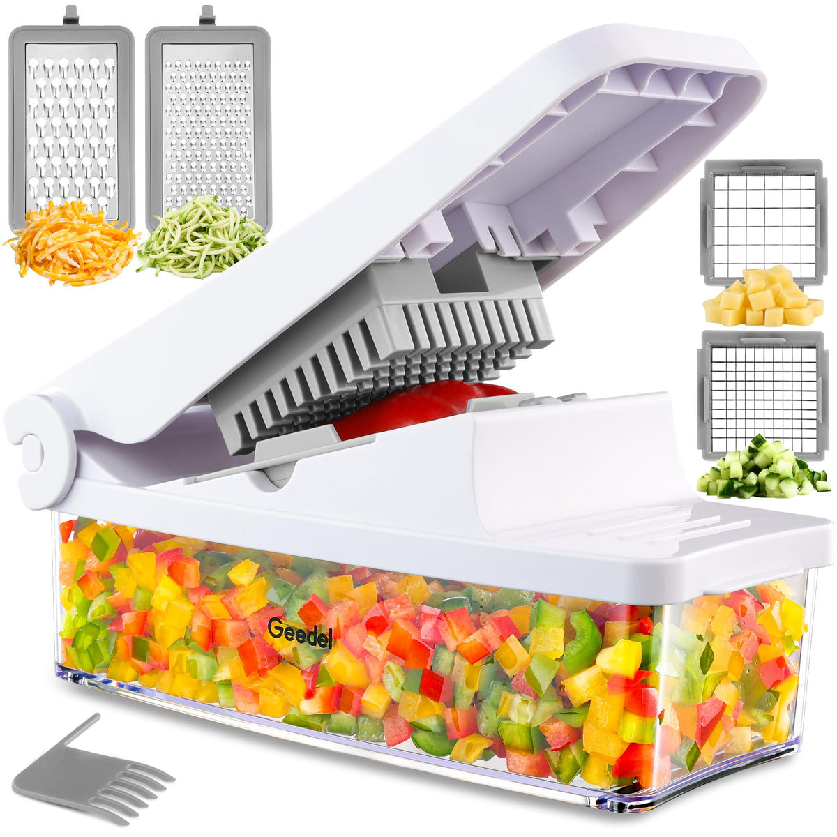 Geedel vegetable cutter blade set enables quick, precise chopping for salads and meals.