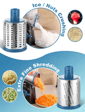 Geedel rotary grater with Z-shaped handle for smooth, efficient rotation.