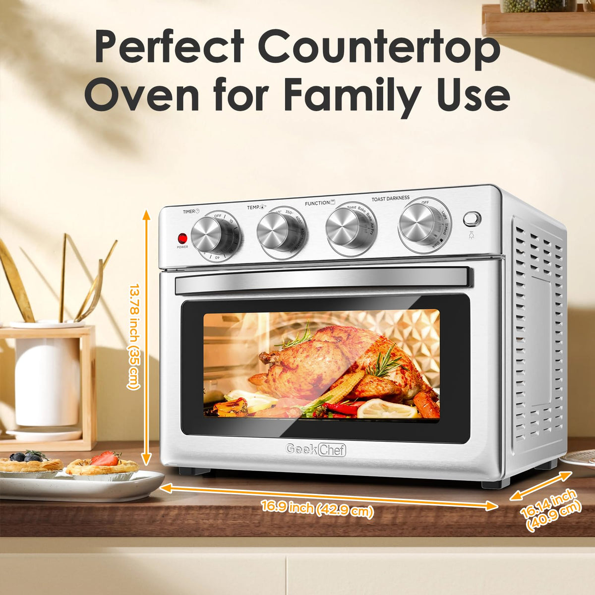 Geek Chef 26QT glass view window allows monitoring without opening door.