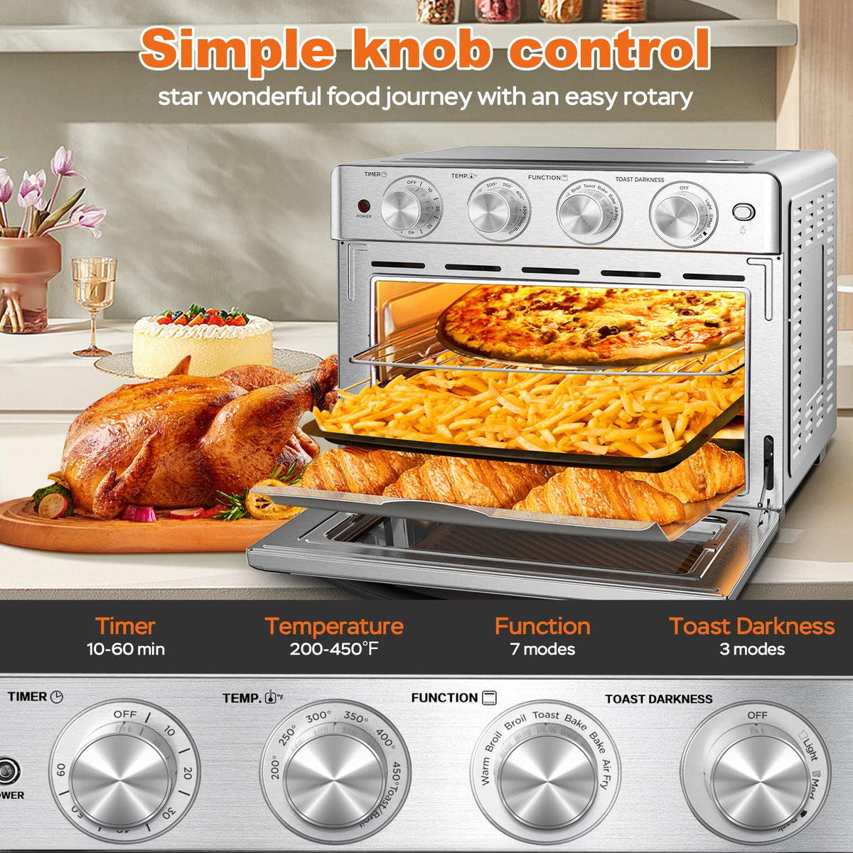 Geek Chef 26QT interior cavity shows spacious three rack setup.