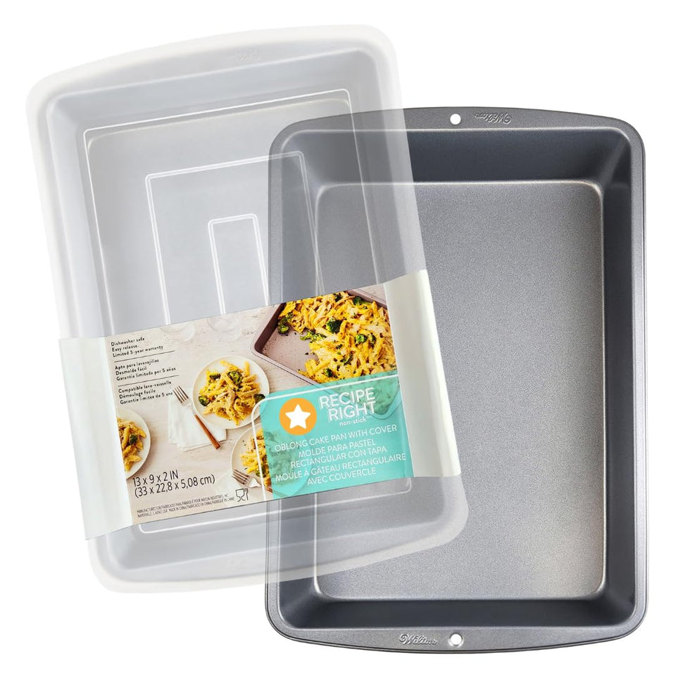 GEEOOLLAH 9x13 nonstick baking pan with lid for easy food release and storage