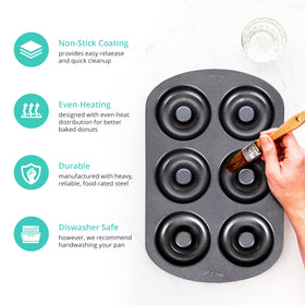 GEEOOLLAH 12-cavity standard donut pan for even baking and easy release.