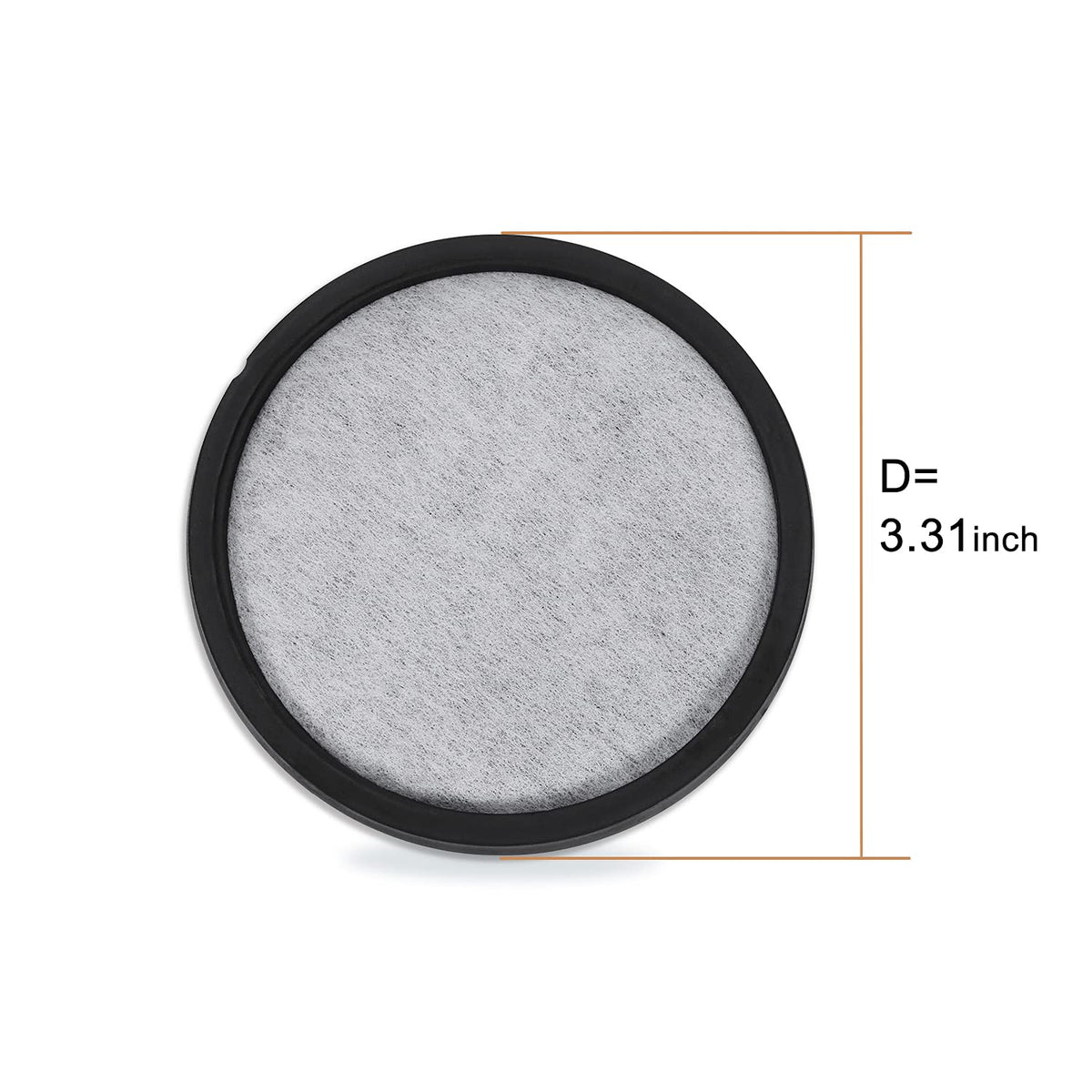 Geesta charcoal filter disk close-up showing carbon block surface for filtration action.