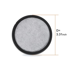 Geesta charcoal filter disk close-up showing carbon block surface for filtration action.