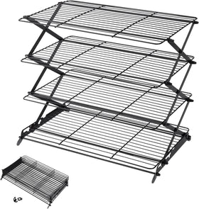 Geesta four-tier collapsible cooling rack ready to organize cookies and cakes.