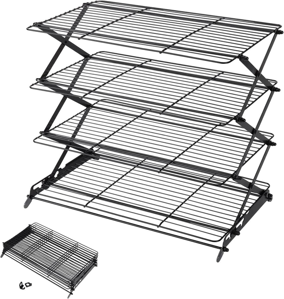 Geesta four-tier collapsible cooling rack ready to organize cookies and cakes.